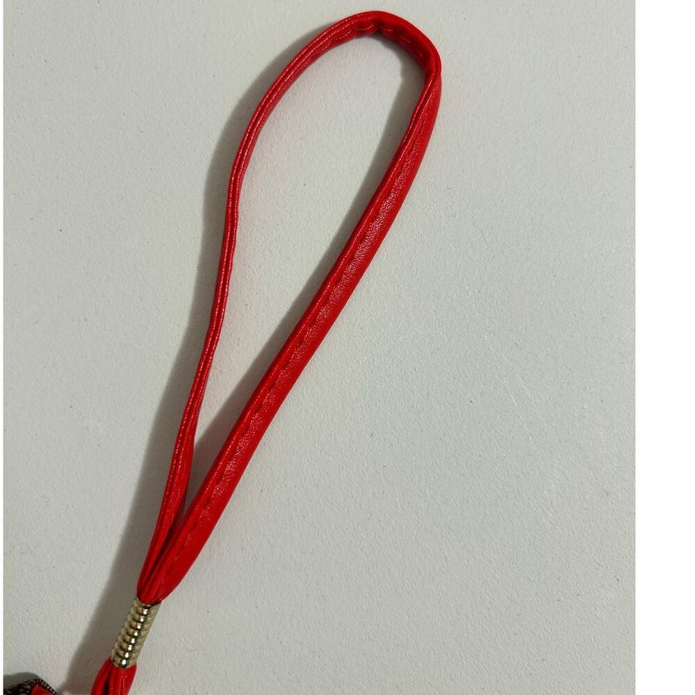 Mickey Mouse Wristlet Faux Leather Brown Checkered with Red Strap - Picture 9 of 10